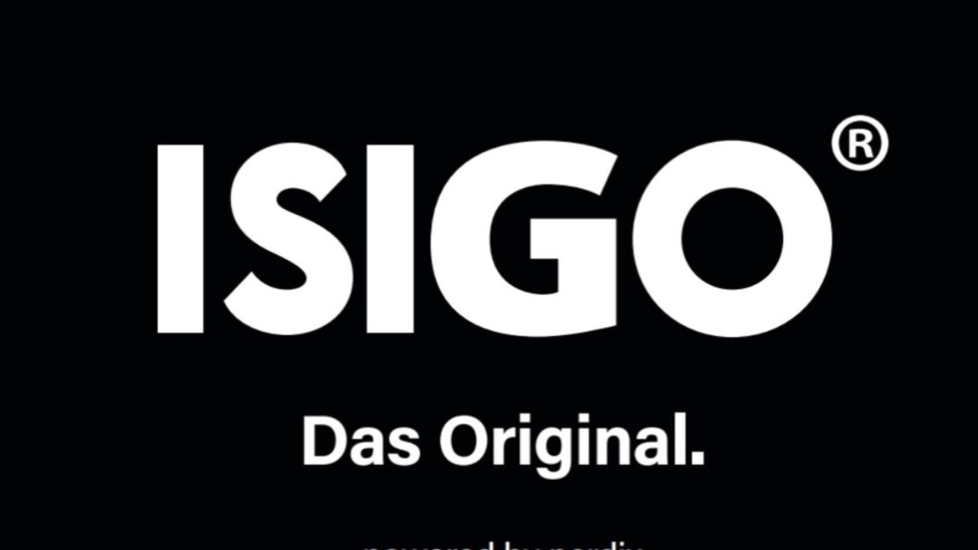 Le logo « ISIGO® » apparaît en blanc et en gras sur un fond noir, avec la mention « L'original » écrite en dessous dans une police plus petite.