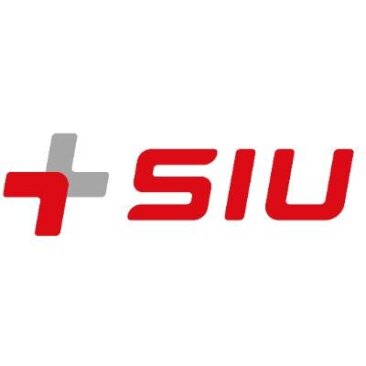 Logo mit einem rot-grauen Kreuzsymbol auf der linken Seite, gefolgt von den Buchstaben „SIU“ in fetter roter Schrift auf weißem Hintergrund.